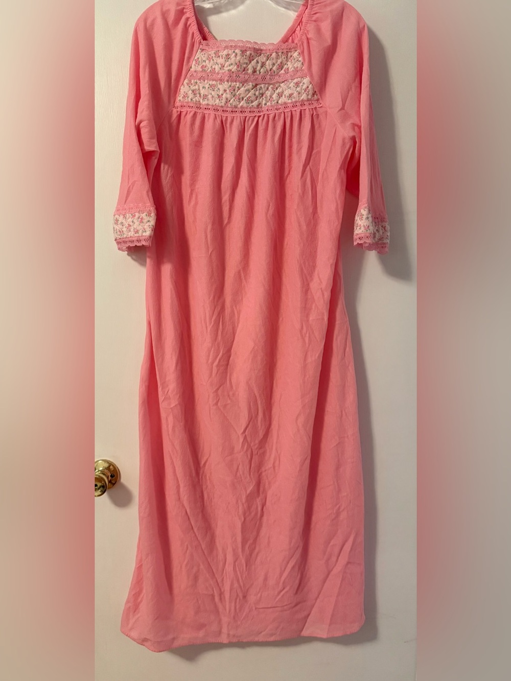 Vintage Pink Nightgown Floral Quilted Barbie Lace Fourth Edition Medium Girly